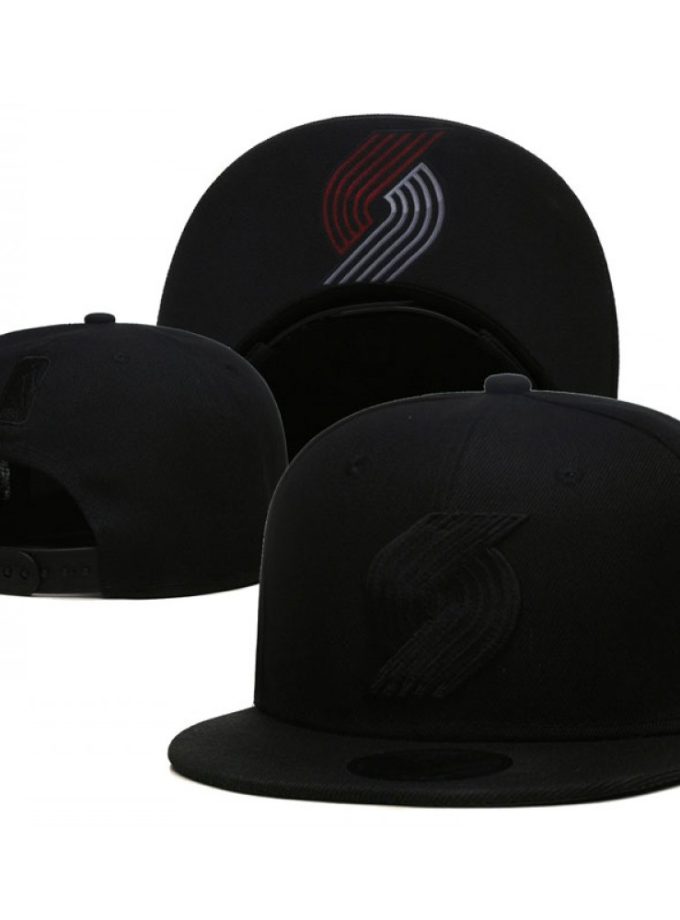 Portland Trail Blazers Logo Under Visor Black on Black Snapback Hat