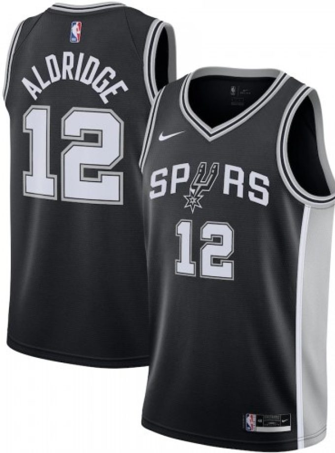 Men's San Antonio Spurs LaMarcus Aldridge #12 Nike Black 2020/21 Swingman Jersey - Icon Edition