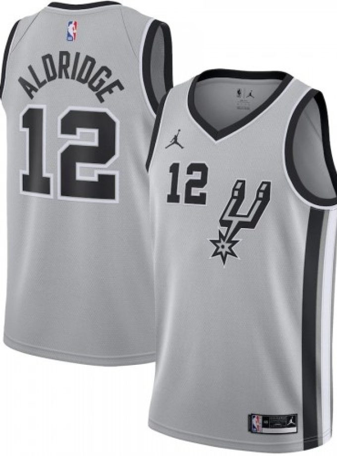 Men's San Antonio Spurs LaMarcus Aldridge #12 Jordan Silver 20/21 Swingman Jersey- Statement Edition