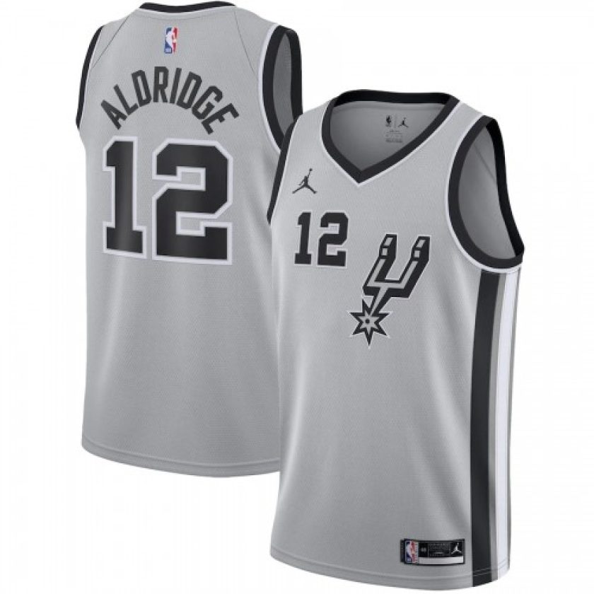 Men's San Antonio Spurs LaMarcus Aldridge #12 Jordan Silver 20/21 Swingman Jersey- Statement Edition