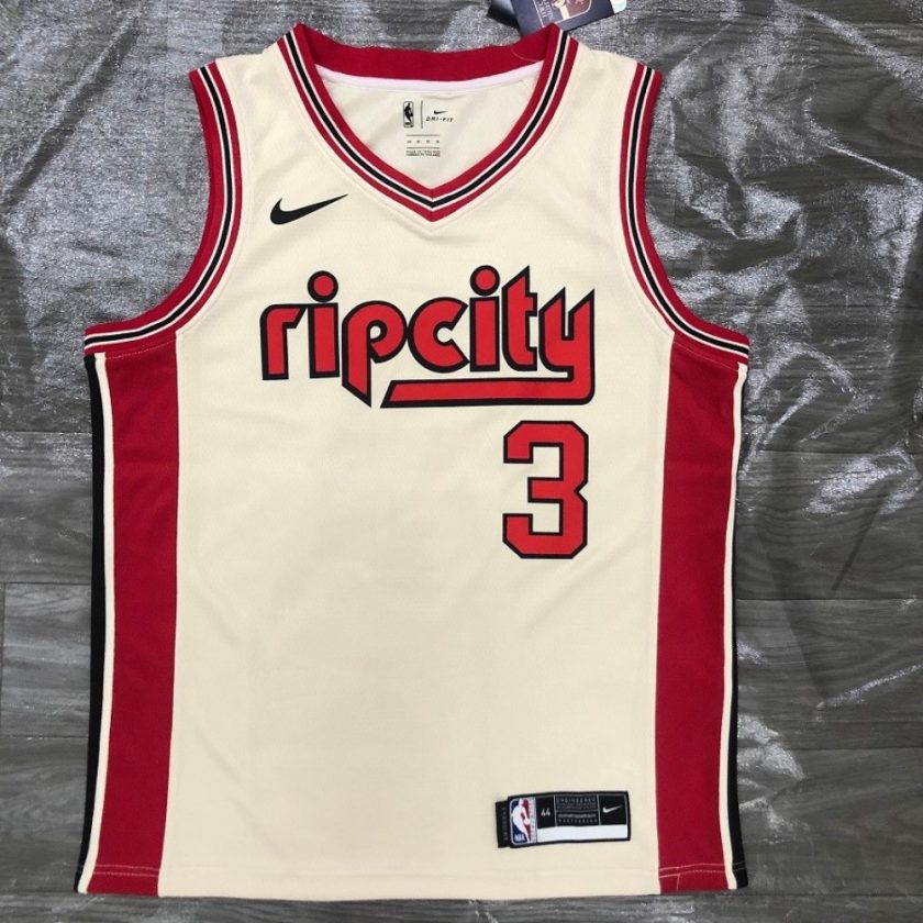 Men's Portland Trail Blazers C.J McCollum Nike Cream 2019/20 Finished Swingman Jersey - City Edition