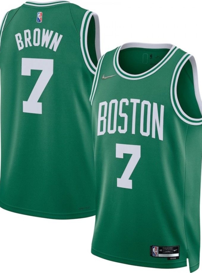 Men's Boston Celtics Jaylen Brown #7 Green 2021/22 Diamond Swingman Jersey - Icon Edition