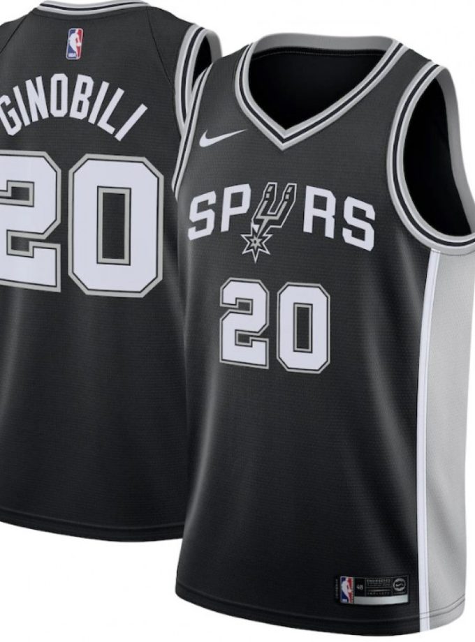 Men's San Antonio Spurs Manu Ginobili #20 Nike Black 2020/21 Swingman Jersey - Icon Edition