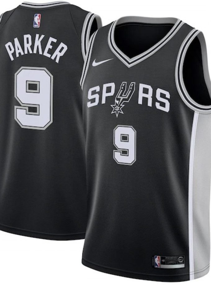 Men's San Antonio Spurs Tony Parker #9 Nike Black 2020/21 Swingman Jersey - Icon Edition