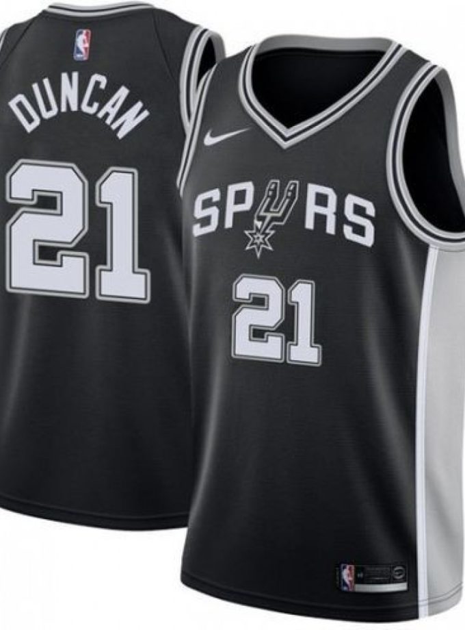 Men's San Antonio Spurs Tim Duncan #21 Nike Black 2020/21 Swingman Jersey - Icon Edition