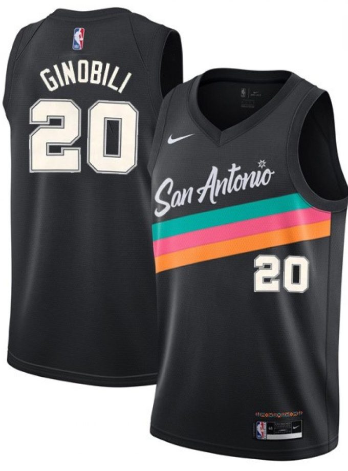 Men's San Antonio Spurs Manu Ginobili #20 Nike Black 20/21 Swingman Jersey-City Edition