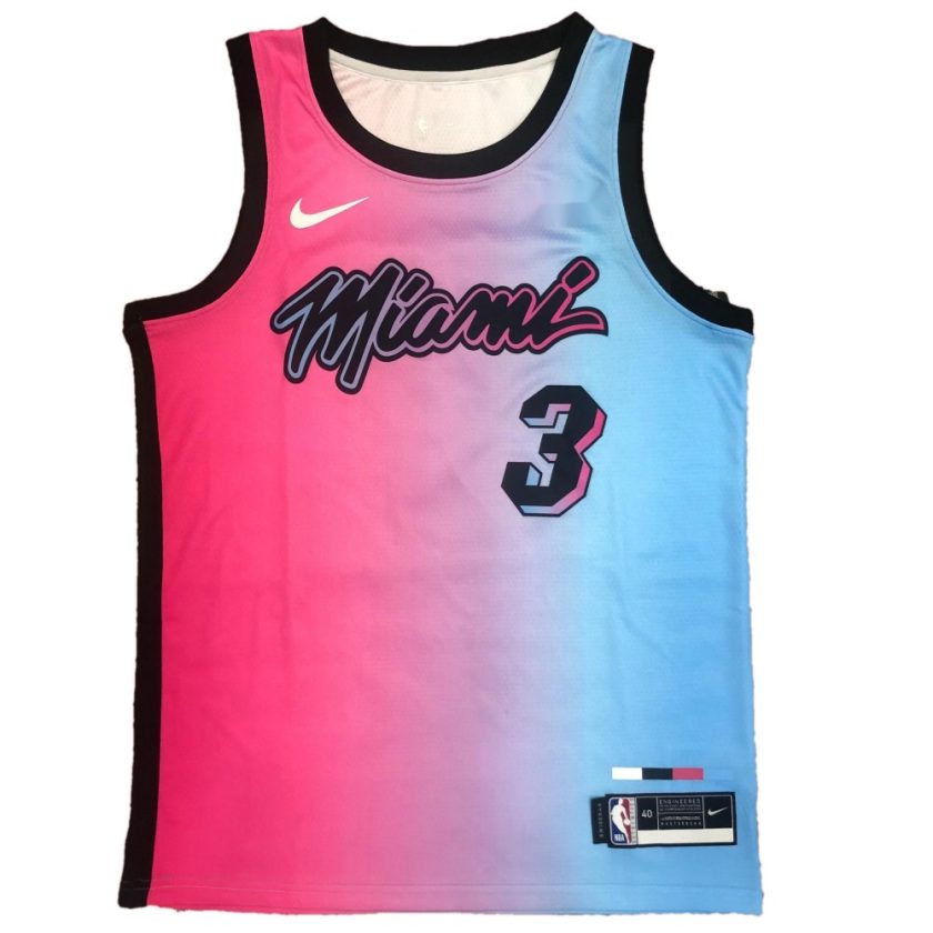 Men's Miami Heat Dwyane Wade #3 Blue&Pink 20/21 Swingman Jersey - City Edition