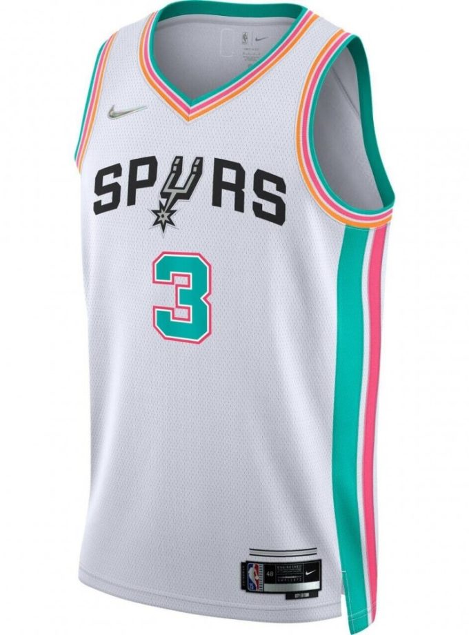 Men's San Antonio Spurs Keldon Johnson #3 Nike White 2021/22 Swingman Jersey - City Edition