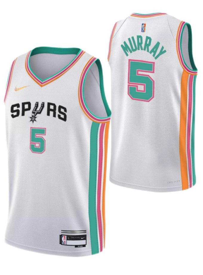 Men's San Antonio Spurs Dejounte Murray #5 Nike White 2021/22 Swingman Jersey - City Edition