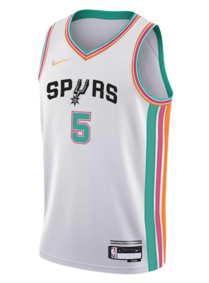 Men's San Antonio Spurs Dejounte Murray #5 Nike White 2021/22 Swingman Jersey - City Edition