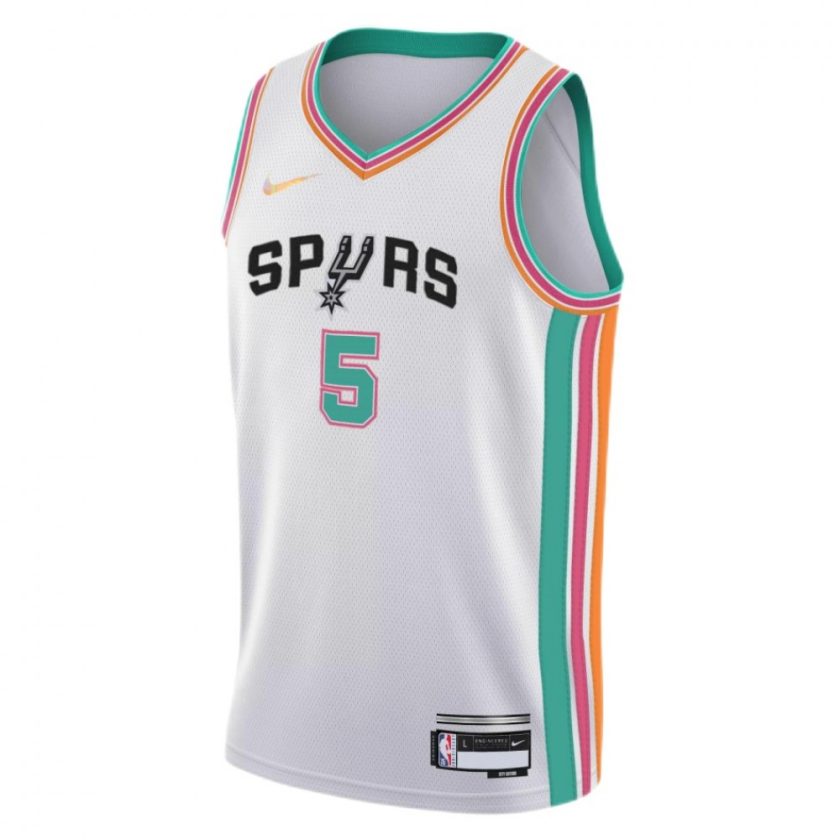 Men's San Antonio Spurs Dejounte Murray #5 Nike White 2021/22 Swingman Jersey - City Edition