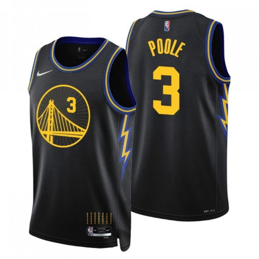 Men's Golden State Warriors Jordan Poole #3 Black 2021/22 Swingman Jersey - City Edition