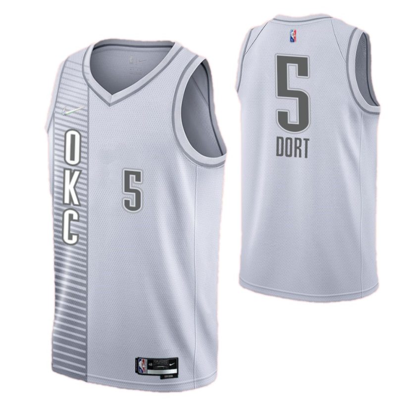 Men's Oklahoma City Thunder Luguentz Dort #5 Nike White 2021/22 Swingman NBA Jersey - City Edition