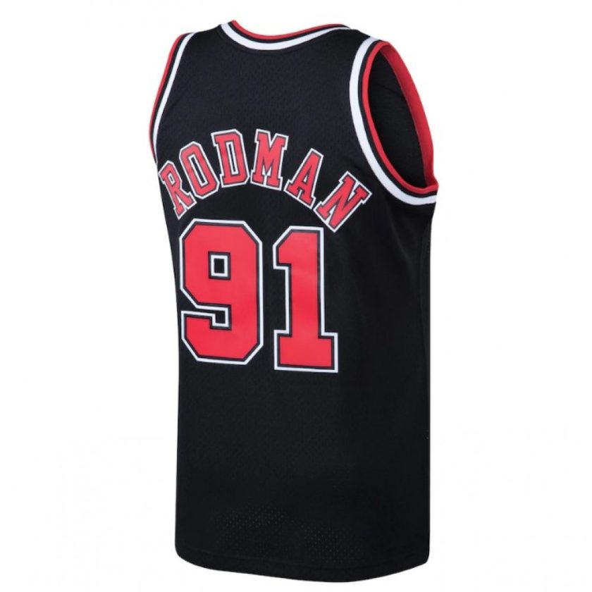 Men's Chicago Bulls Dennis Rodman #91 Throwback Mitchell & Ness Black 97-98 Hardwood Classics Swingman Jersey