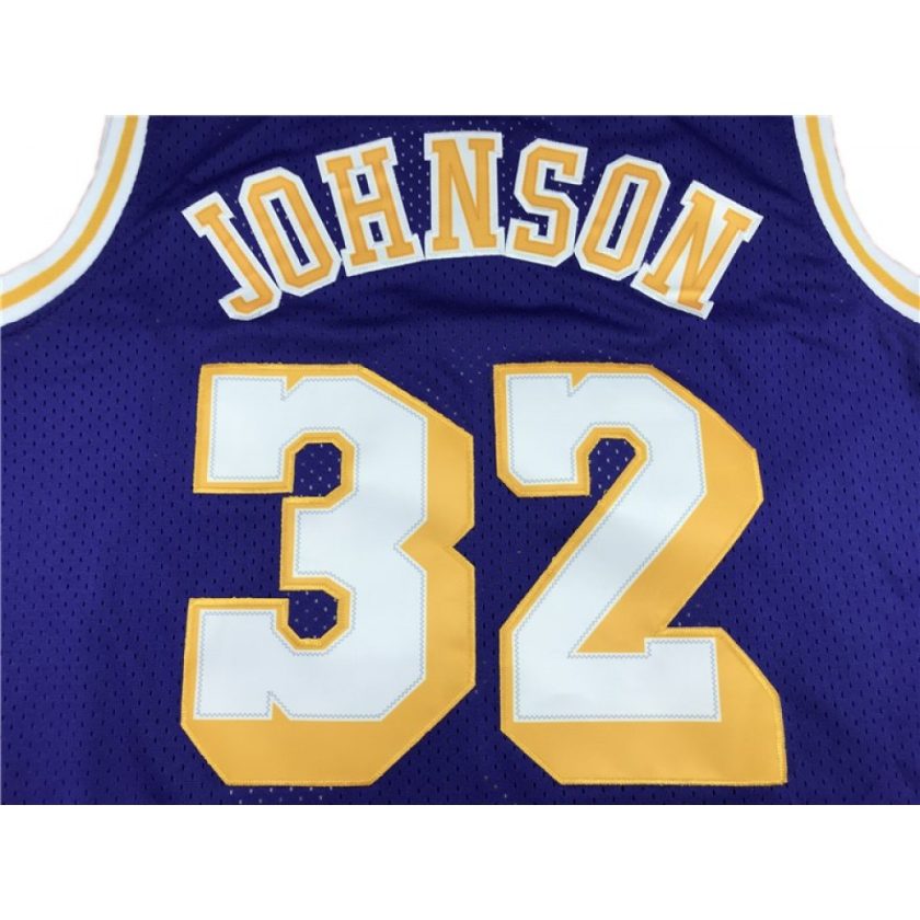 Men's Los Angeles Lakers Magic Johnson #32 Mitchell&Ness Purple 84-85 Hardwood Classics Jersey