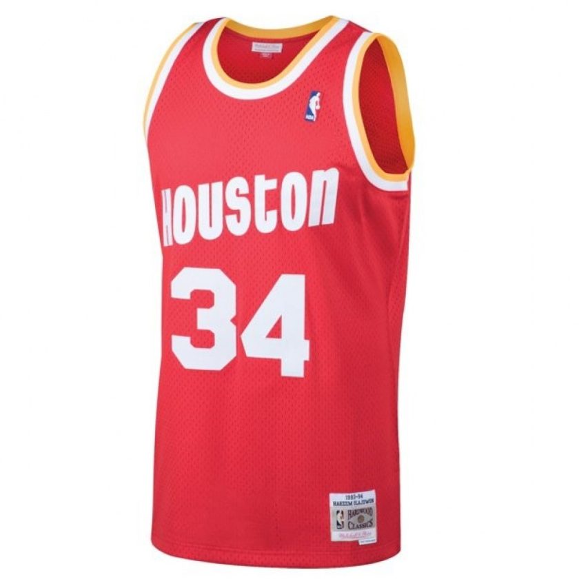 Men's Houston Rockets Hakeem Olajuwon Throwback Mitchell & Ness Red 1993-94 Hardwood Classics Swingman Jersey