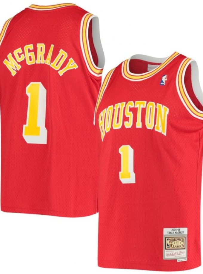 Men's Houston Rockets Tracy McGrady #1 Throwback Mitchell & Ness Red 04-05 Hardwood Classics Swingman Jersey