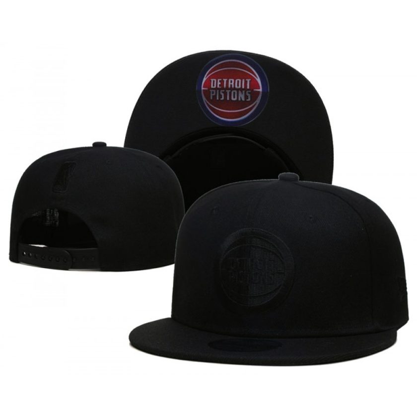 Detroit Pistons Logo Under Visor Black on Black Snapback Cap