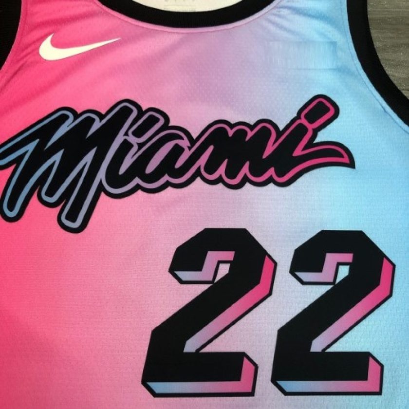 Men's Miami Heat Jimmy Butler #22 Blue&Pink 20/21 Swingman Jersey - City Edition