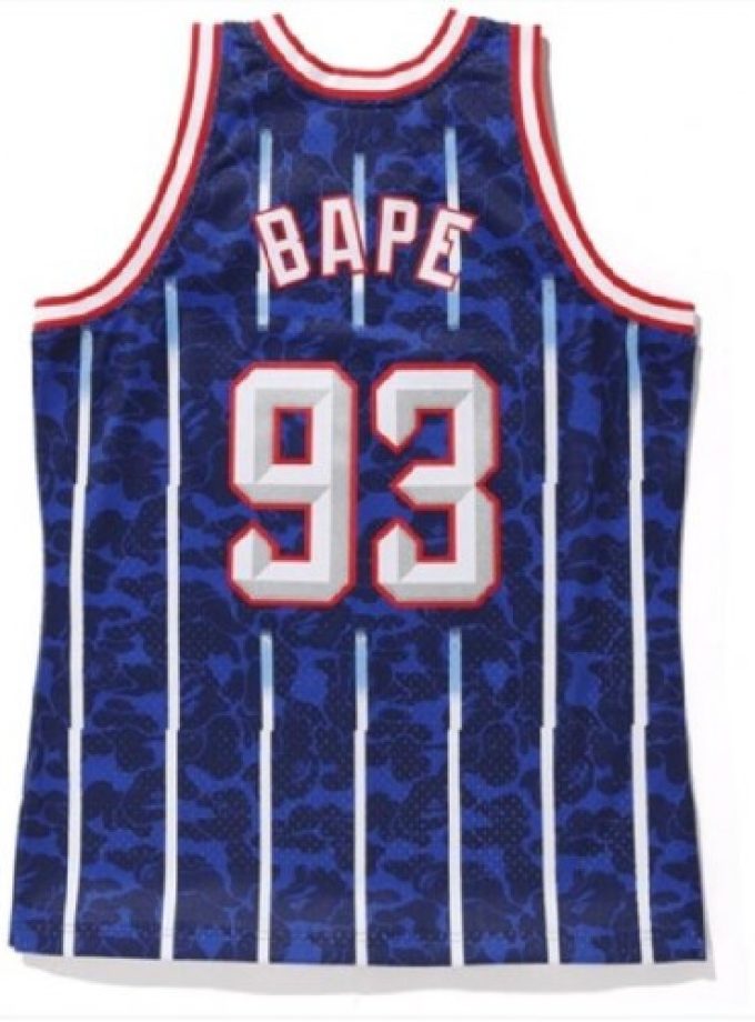 BAPE x Throwback Mitchell & Ness Rockets ABC Navy Basketball Swingman Jersey