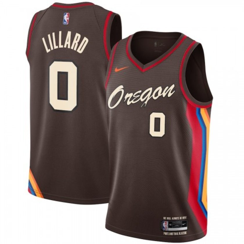 Men's Portland Trail Blazers Damian Lillard #0 Nike Brown 20/21 Swingman Player Jersey–City Edition