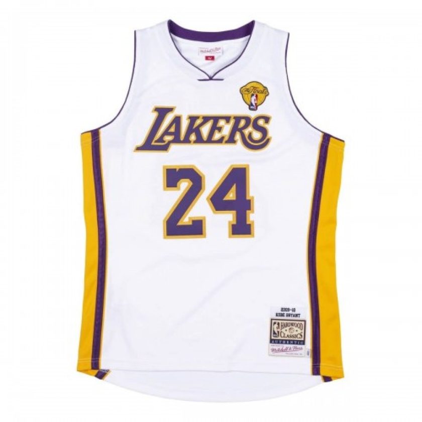 Men's Los Angeles Lakers Kobe Bryant #24 Throwback Mitchell & Ness White 2009-10 Hardwood Classics Jersey