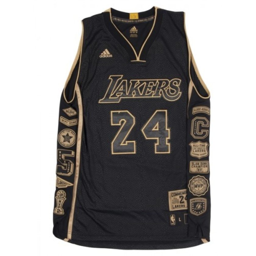 Men's Los Angeles Lakers Kobe Bryant #24 Black Commemorative Career Achievement Jersey