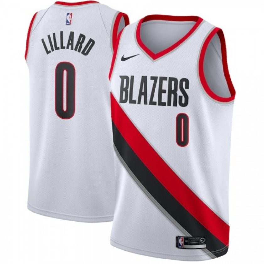 Men's Portland Trail Blazers Damian Lillard #0 Nike White Swingman Jersey - Association Edition