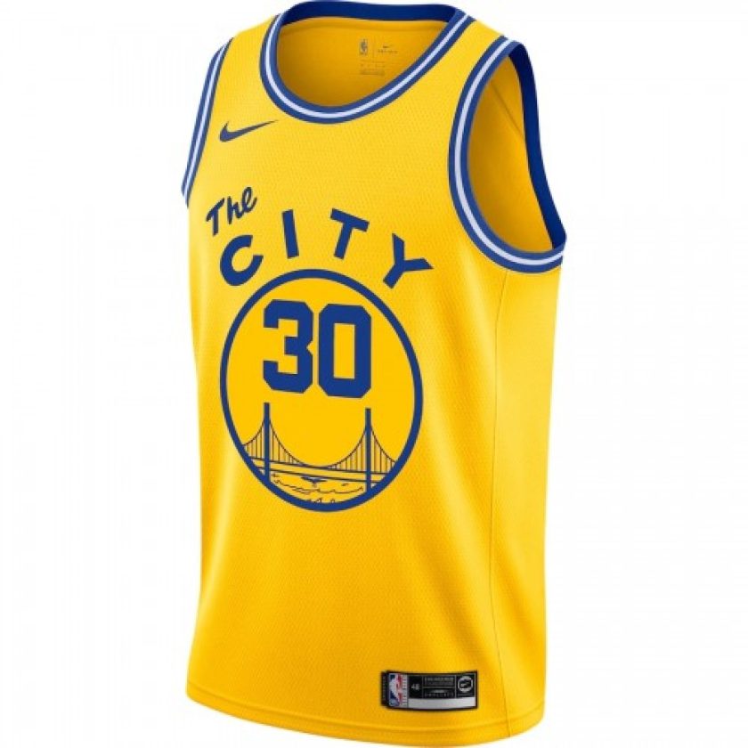 Men's Golden State Warriors Curry #30 Yellow Classics Finished Swingman Jersey -City Classic Edition