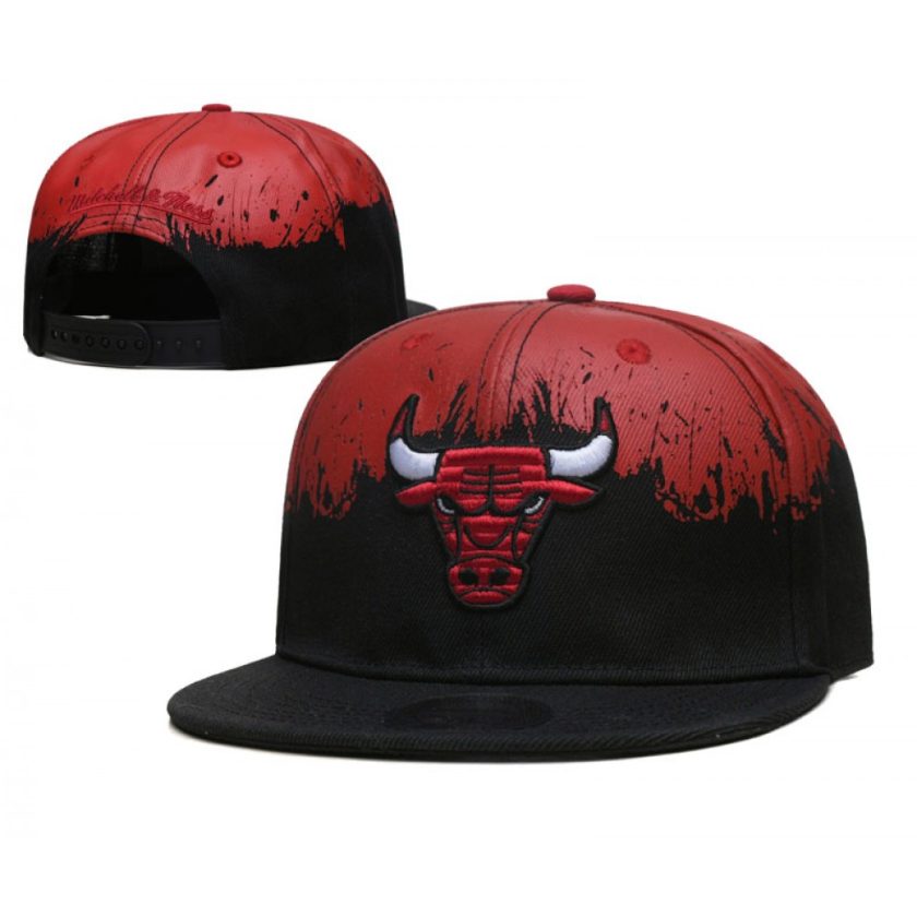 Mitchell & Ness Chicago Bulls Splatter Snapback Hat Cap Red/Black