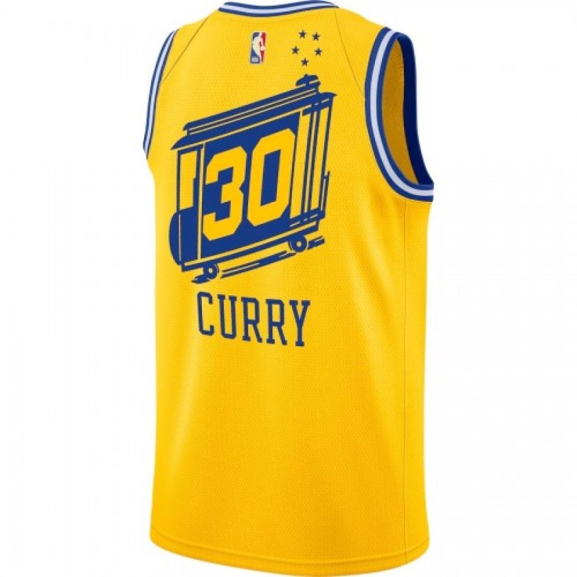 Men's Golden State Warriors Curry #30 Yellow Classics Finished Swingman Jersey -City Classic Edition