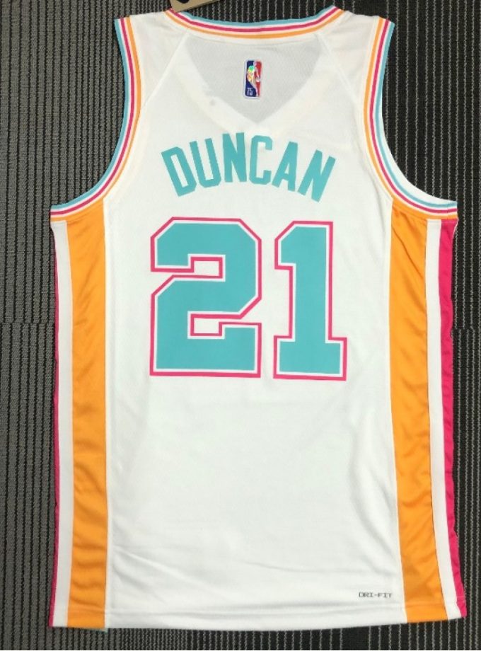 Men's San Antonio Spurs Tim Duncan #21 Nike White 2021/22 Swingman Jersey - City Edition