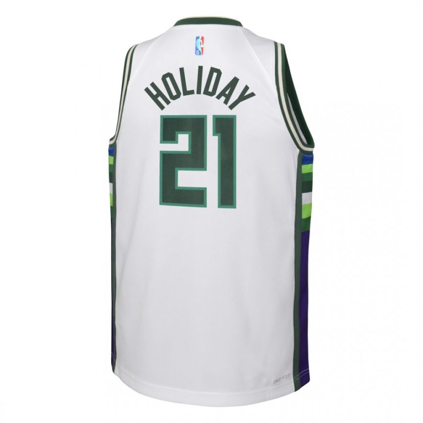 Men's Milwaukee Bucks Jrue Holiday #21 Nike White 2021/22 Swingman NBA Jersey - City Edition