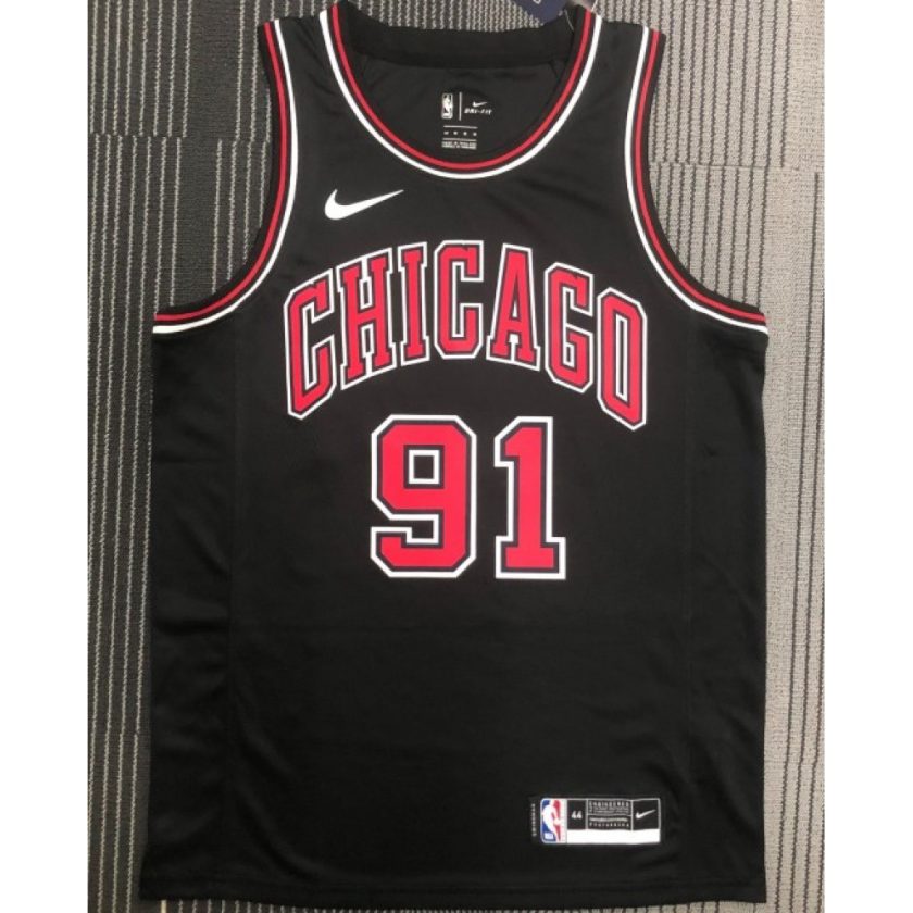 Men's Chicago Bulls Dennis Rodman #91 Nike Black Swingman Jersey - Statement Edition