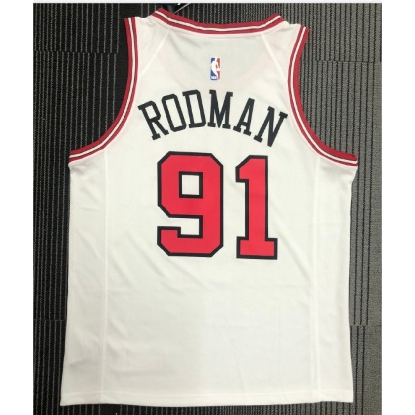 Men's Chicago Bulls Dennis Rodman #91 Nike White Swingman Jersey - Association Edition