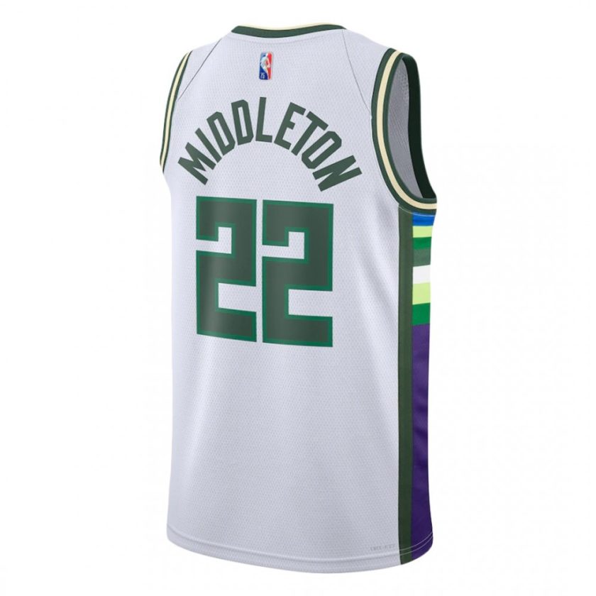 Men's Milwaukee Bucks Khris Middleton #22 Nike White 2021/22 Swingman NBA Jersey - City Edition