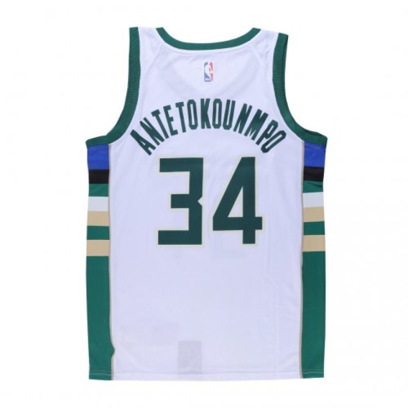 Men's Milwaukee Bucks Giannis Antetokounmpo #34 White Swingman Jersey - Association Edition