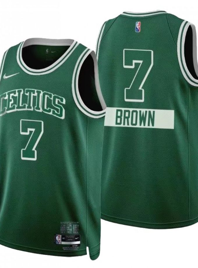 Men's Boston Celtics Jaylen Brown #7 Nike Green 2021/22 Swingman Jersey - City Edition