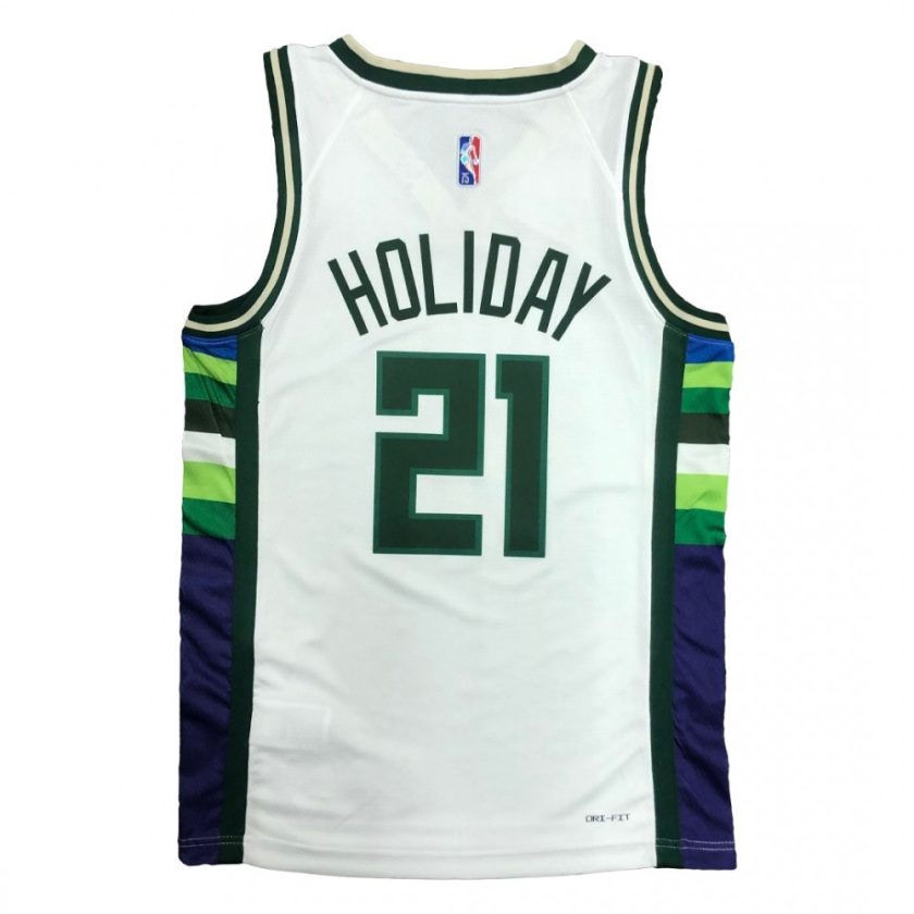 Men's Milwaukee Bucks Jrue Holiday #21 Nike White 2021/22 Swingman NBA Jersey - City Edition