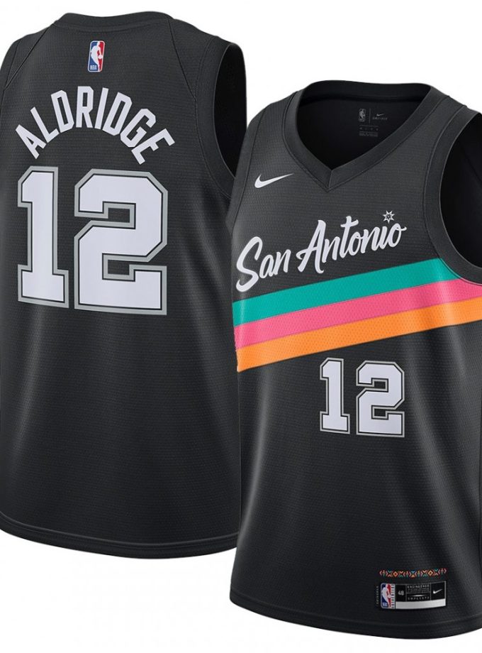 Men's San Antonio Spurs Lamarcus Aldridge #12 Nike Black 20/21 Swingman Jersey - City Edition