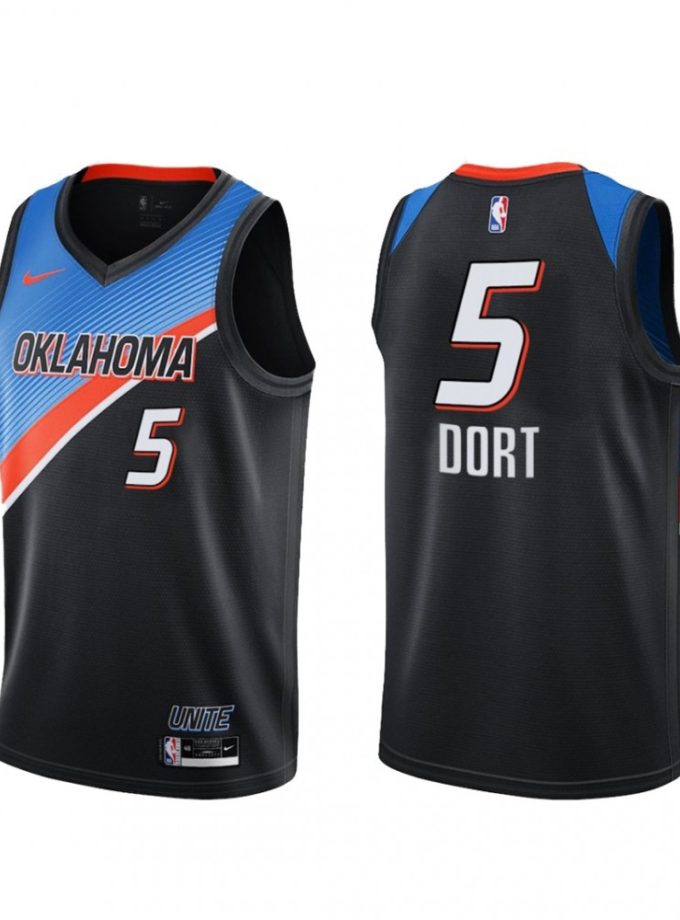 Men's Oklahoma City Thunder Luguentz Dort #5 Nike Black Swingman Jersey - City Edition