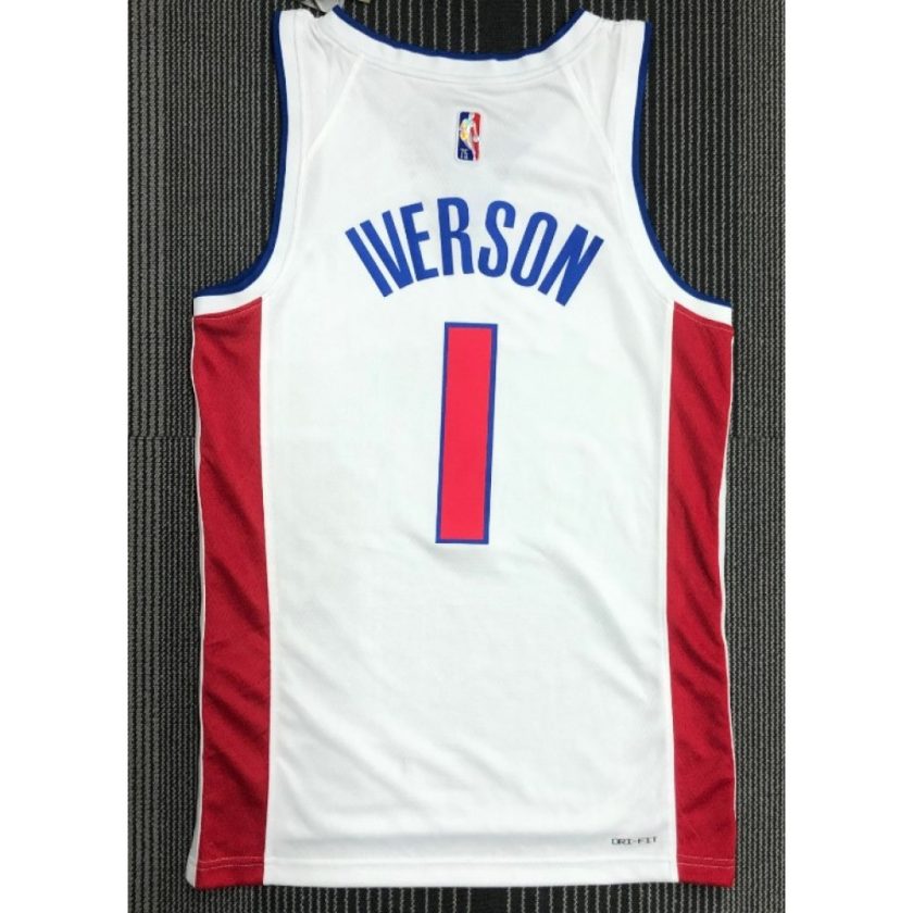 Men's Detroit Pistons Allen Iverson #1 Nike White 2021/22 Swingman NBA Jersey - Icon Edition