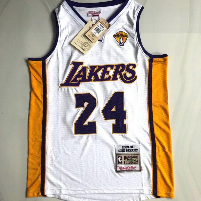 Men's Los Angeles Lakers Kobe Bryant #24 Throwback Mitchell & Ness White 2009-10 Hardwood Classics Jersey